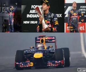 yapboz Sebastian Vettel 2012 Hint Grand Prix kazanmak onun kutluyor